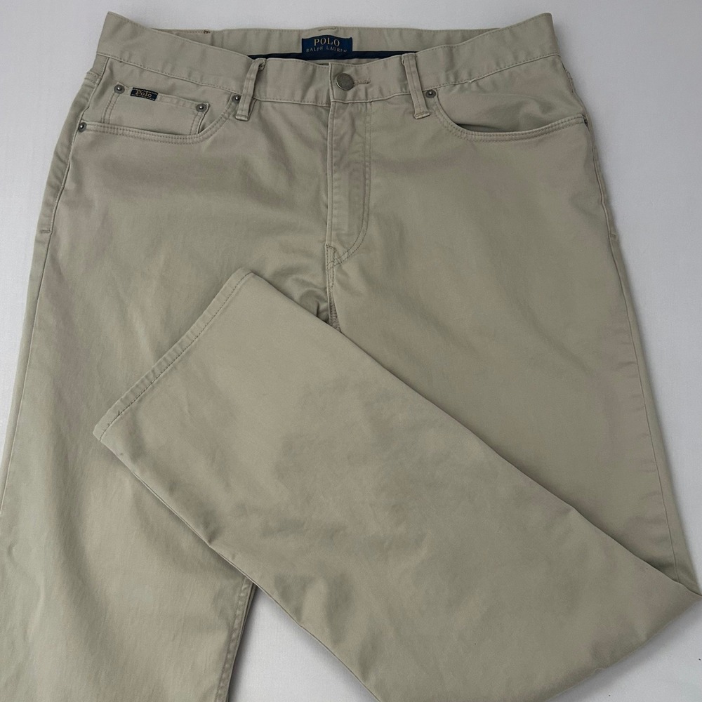 Polo Ralph Lauren Pants Mens 34x30 Tan The Prospect Straight Chino Khaki Stretch